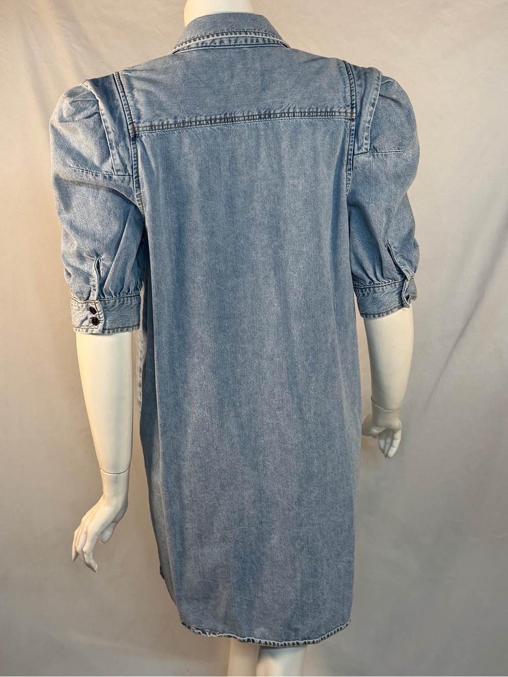 Frame Denim Light Blue Puff Sleeve Denim Shirt Dress - Picture 6 of 11